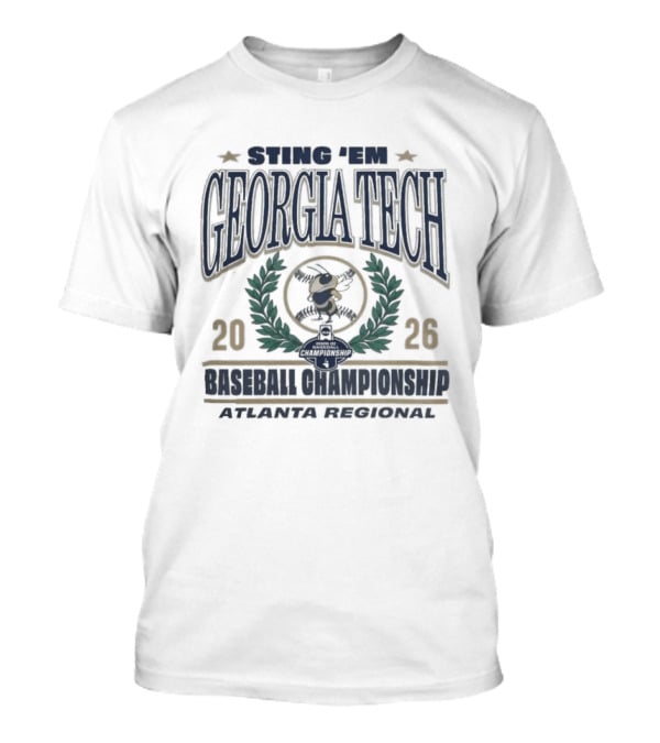 Georgia Tech Swing The Yellow Jackets 2026 Baseball Championship Atlanta Regional Laurel Wreath T-Shirt