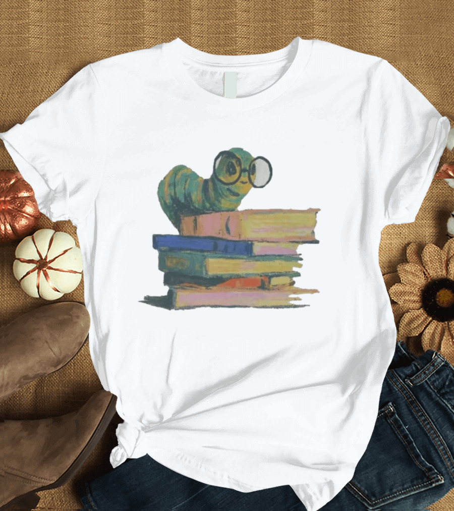 Literary Bookworm Glasses Stack Books T-Shirt