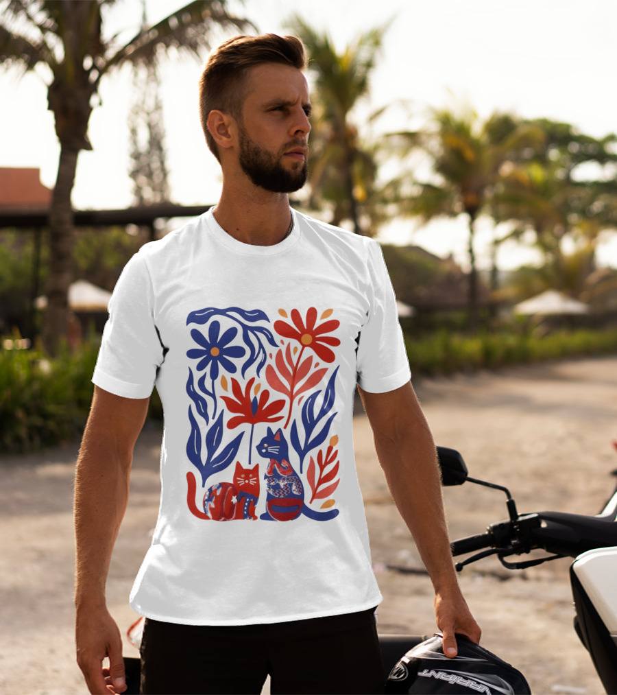 Subtle F Trump Cat Lover USA 250th Still Resisting Floral Cats T-Shirt