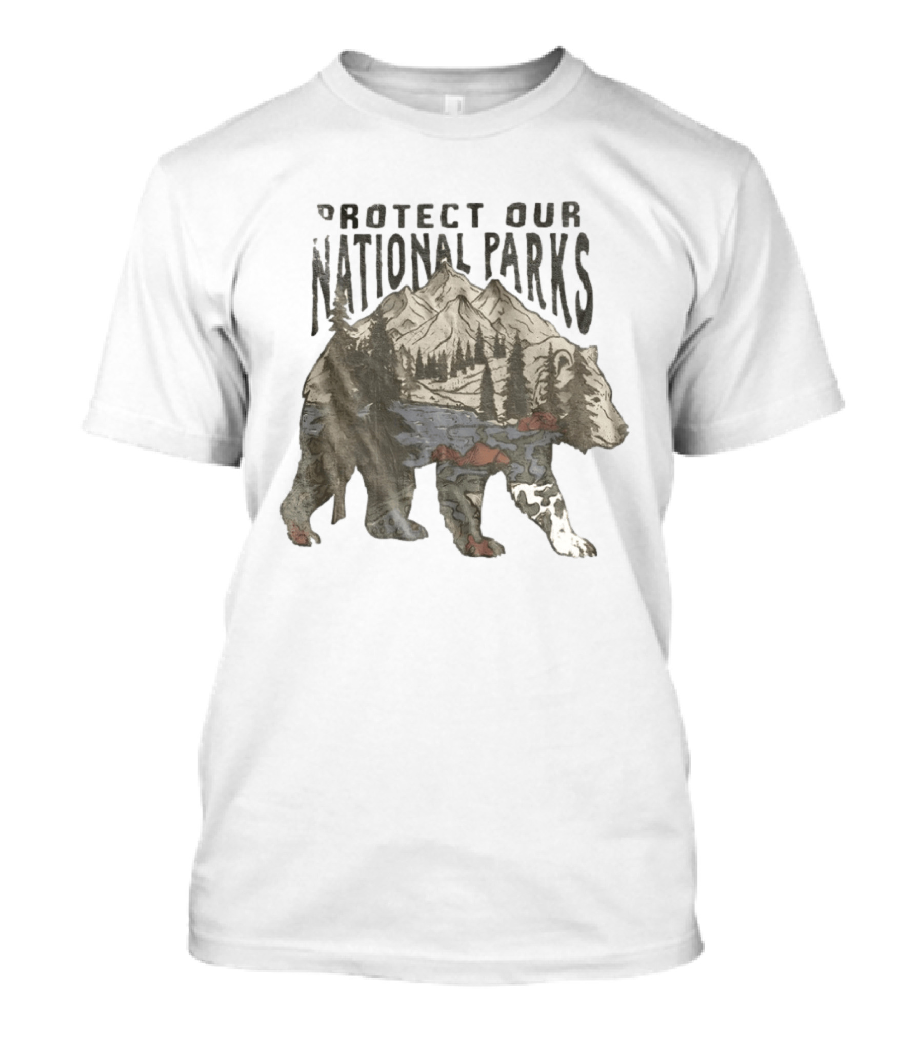 Protect Our National Parks Bear Forest Mountain Scene T-Shirt