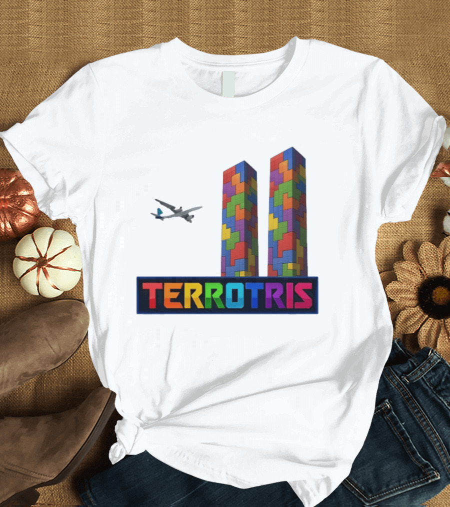 Terrortris Tetris Block Towers With Plane T-Shirt