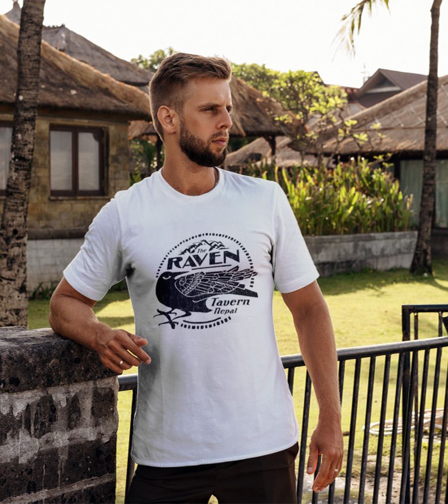 Raven Tavern Nepal Bird With Mountains T-Shirt
