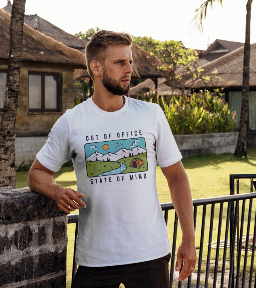 Out Of Office State Of Mind Mountains Camping Adventure T-Shirt