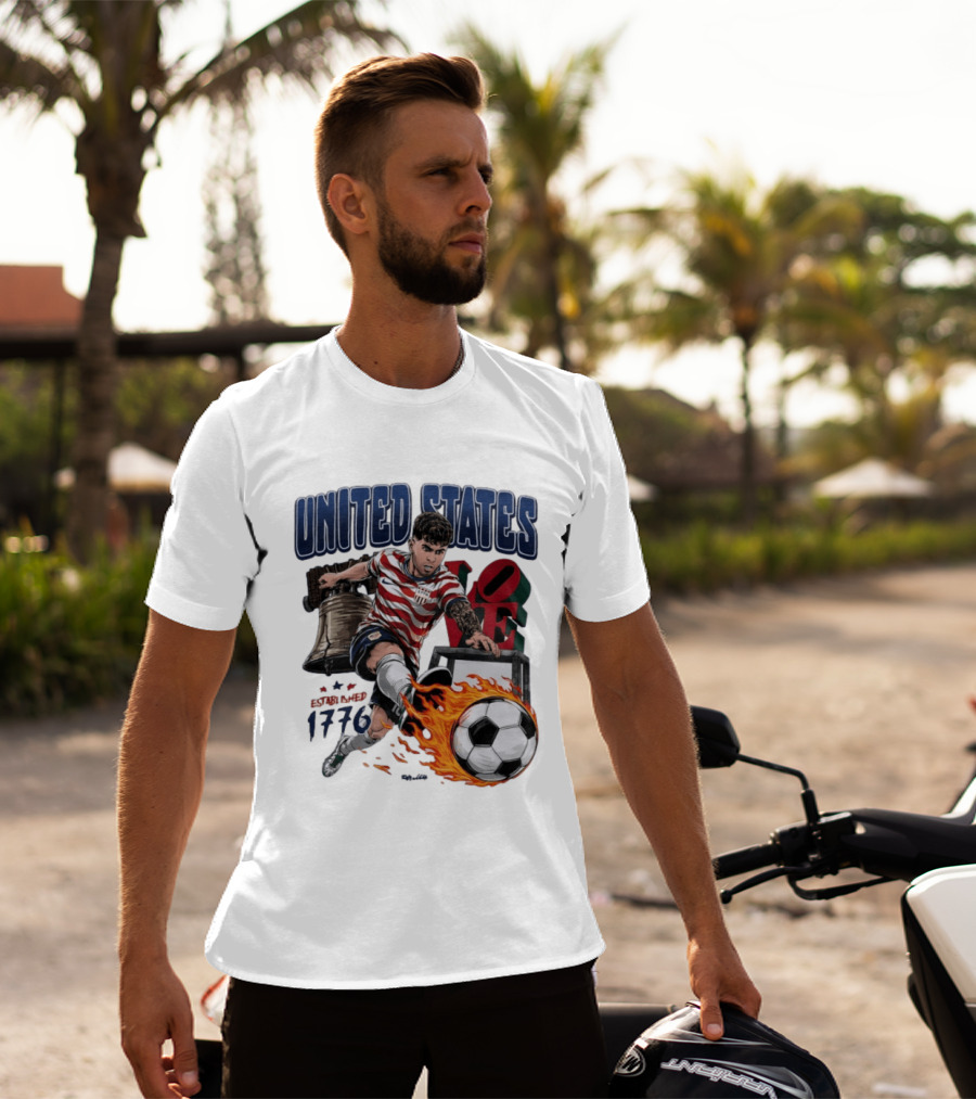 United States Love Park Philadelphia Soccer Player Liberty Bell 1776 T-Shirt
