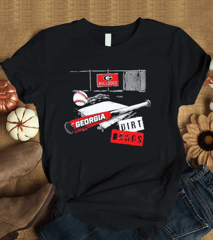 Georgia Bulldogs Baseball Dirt Dawgs Field Bat And Ball T-Shirt