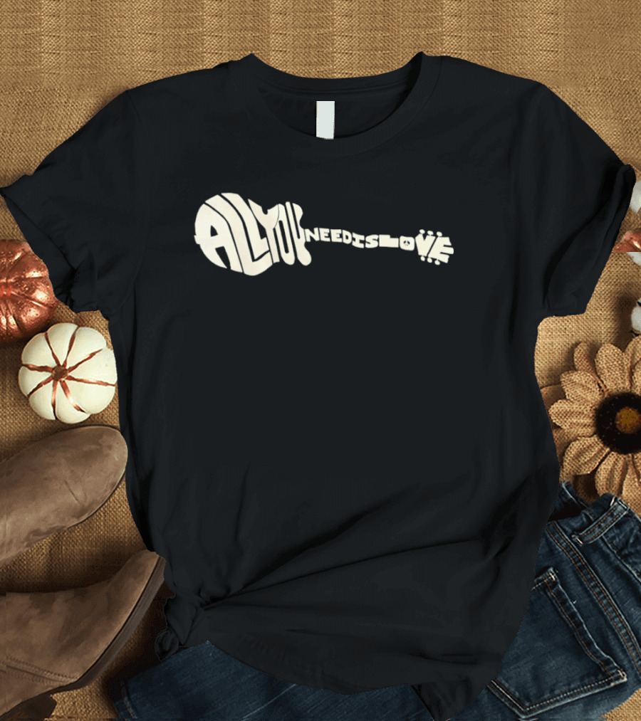 All You Need Is Love Peace And Music Guitar T-Shirt