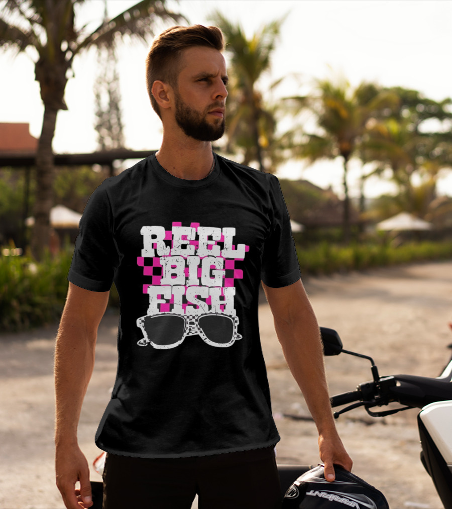 Reel Big Fish Checkered Sunglasses Pink Checkerboard T-Shirt