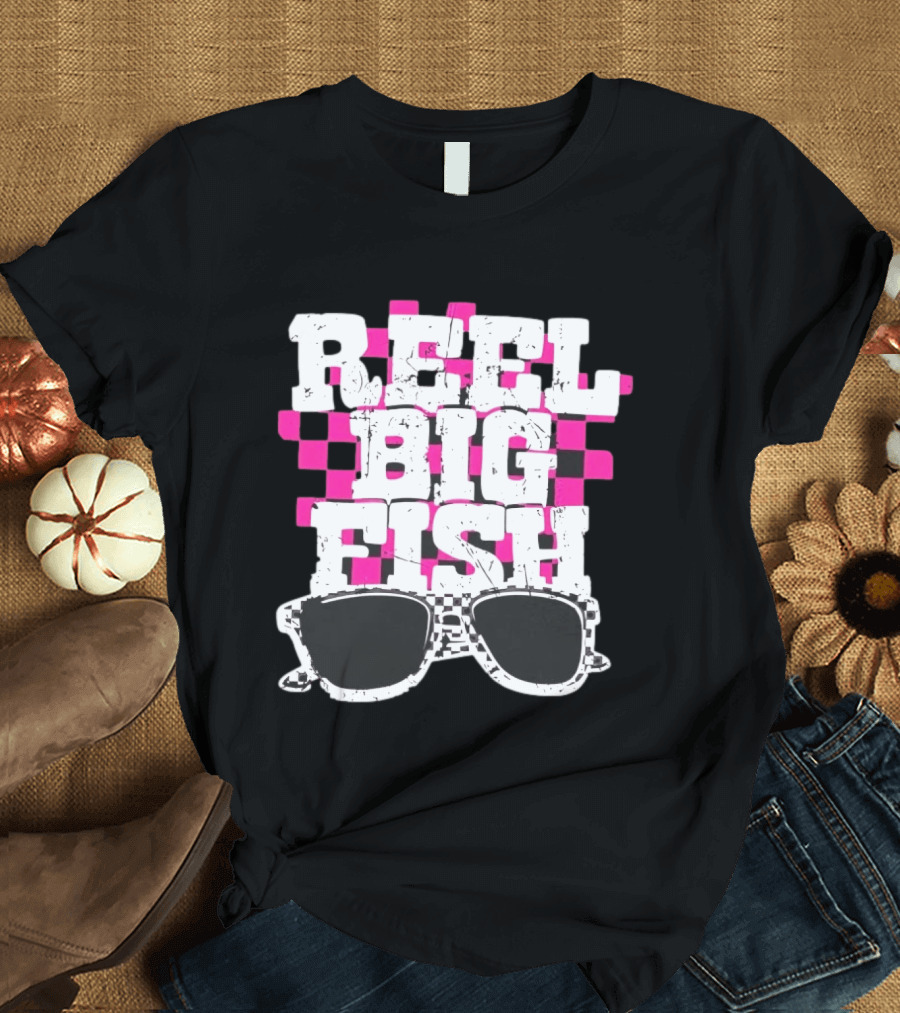 Reel Big Fish Checkered Sunglasses Pink Checkerboard T-Shirt
