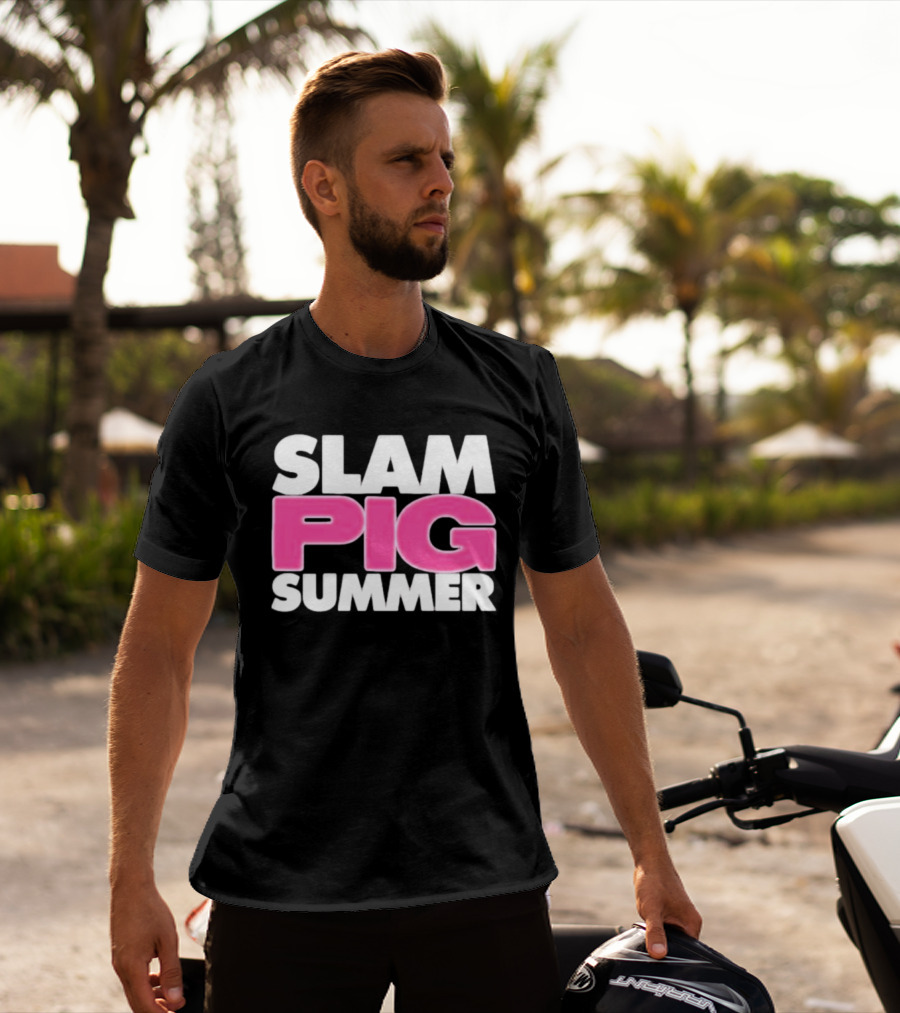 Slam Pig Summer Bold Pink Text Trend T-Shirt