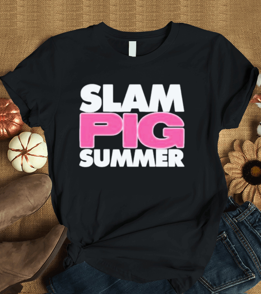 Slam Pig Summer Bold Pink Text Trend T-Shirt
