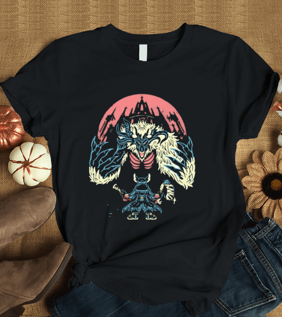 Bloodborne Hunter Confronts Cleric Beast Let The Hunt Begin T-Shirt