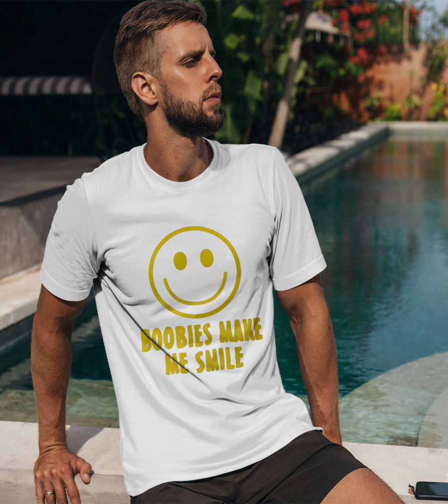 Boobies Make Me Smile Yellow Smiley Face T-Shirt