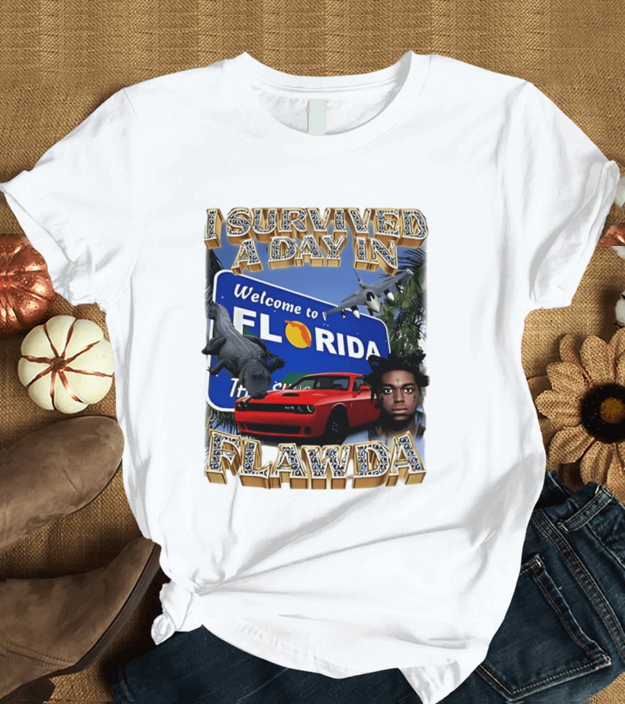 I Survived A Day In Flawda Welcome To Florida Dodge Jet Manatee Adventure T-Shirt