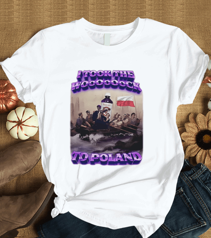 I Took The Wock To Poland Bold Letters Polish Flag Boat Scene T-Shirt
