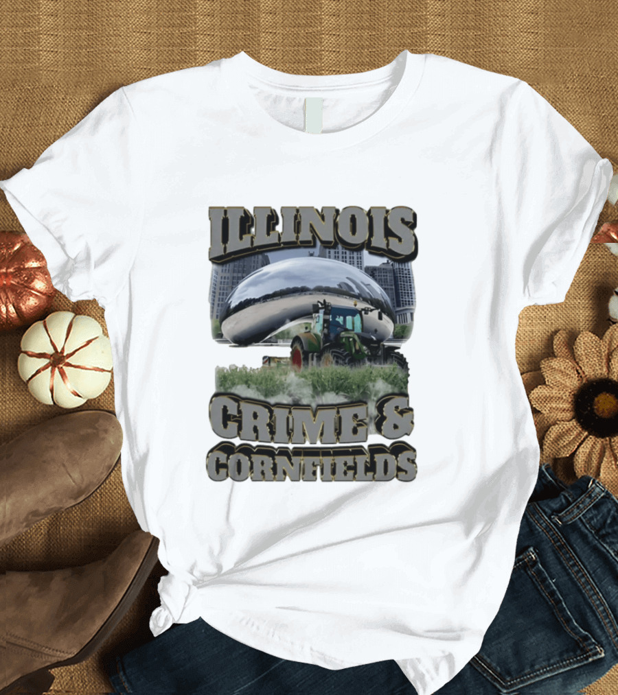 Illinois Crime & Cornfields Cloud Gate Tractor Scenery T-Shirt