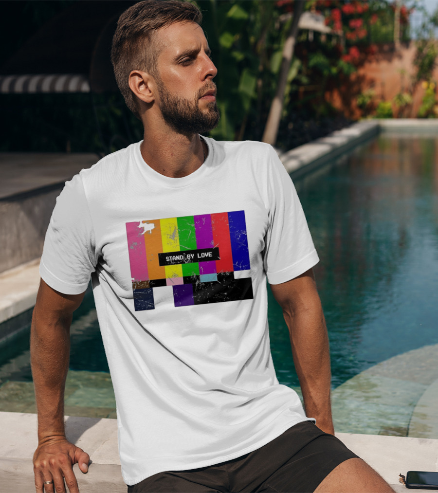 Stand By Love Retro TV Rainbow Pride Multicolor Lines T-Shirt