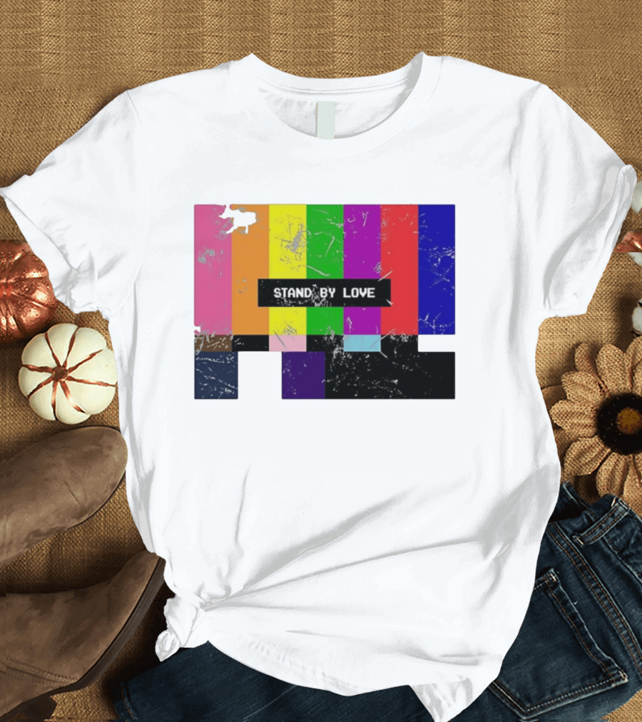 Stand By Love Retro TV Rainbow Pride Multicolor Lines T-Shirt