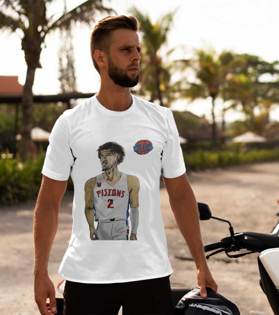 Cade Cunningham Welcome Detroit Pistons Hand Drawn Basketball Player Number 2 T-Shirt