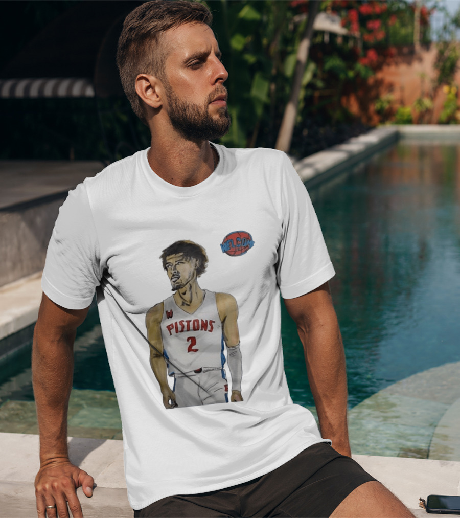 Cade Cunningham Welcome Detroit Pistons Hand Drawn Basketball Player Number 2 T-Shirt