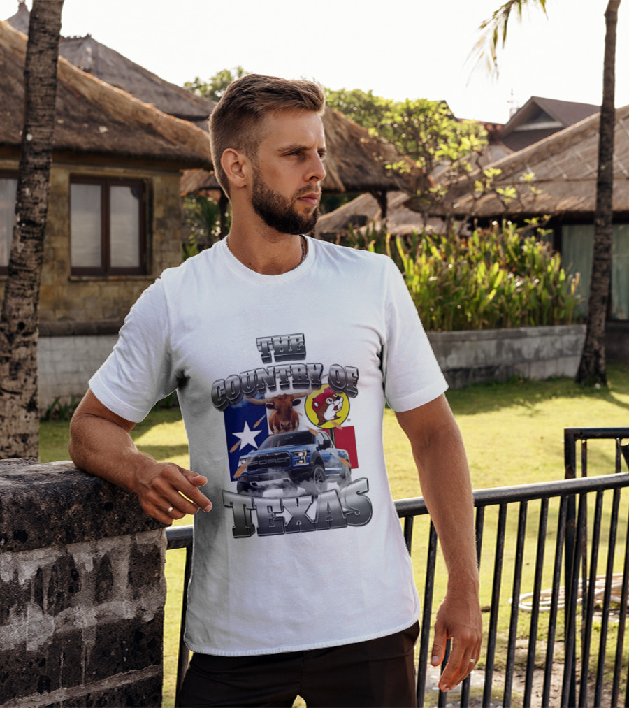 The Country Of Texas Ford Raptor Truck Longhorn Buc Ee's Star Flag T-Shirt