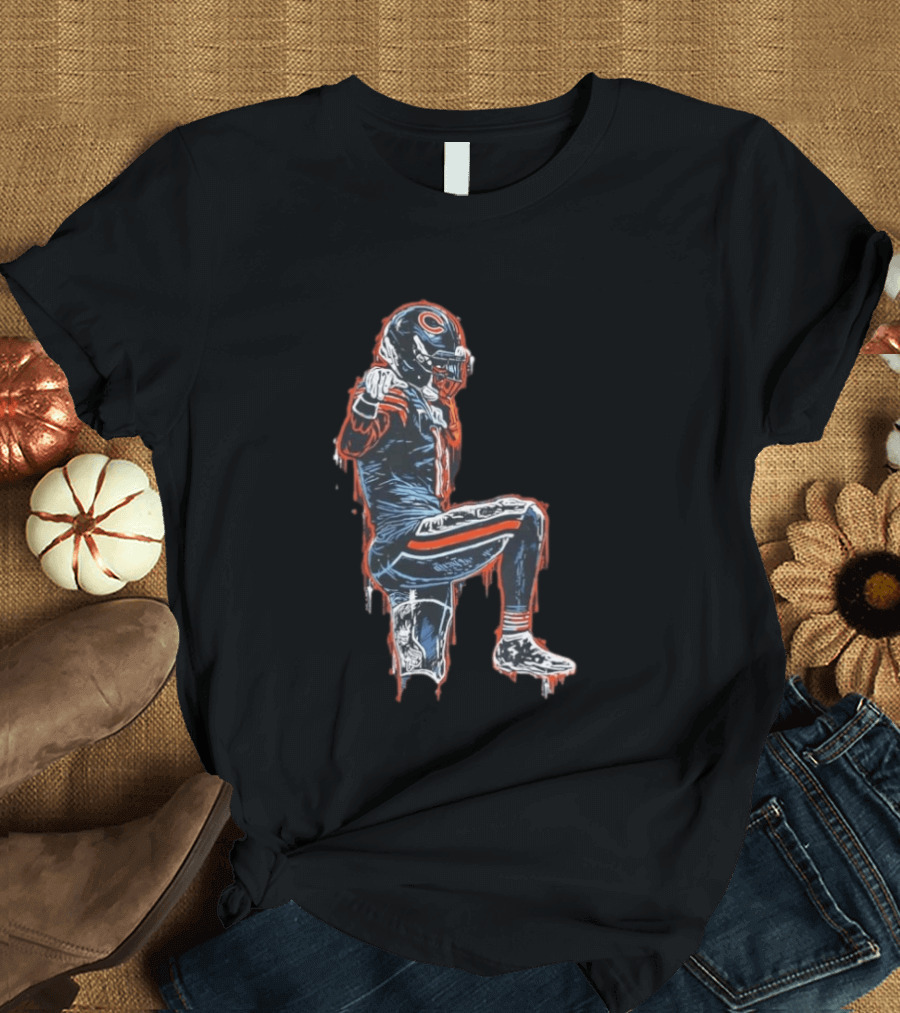 Chicago Bears Kneeling Player Dripping Effect Football Merchandise T-Shirt