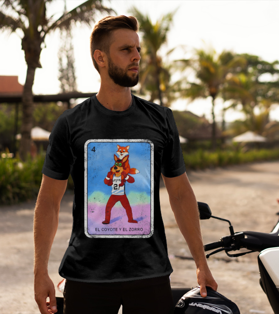 San Antonio Spurs Coyote El Zorro Lotería Card Number 4 T-Shirt
