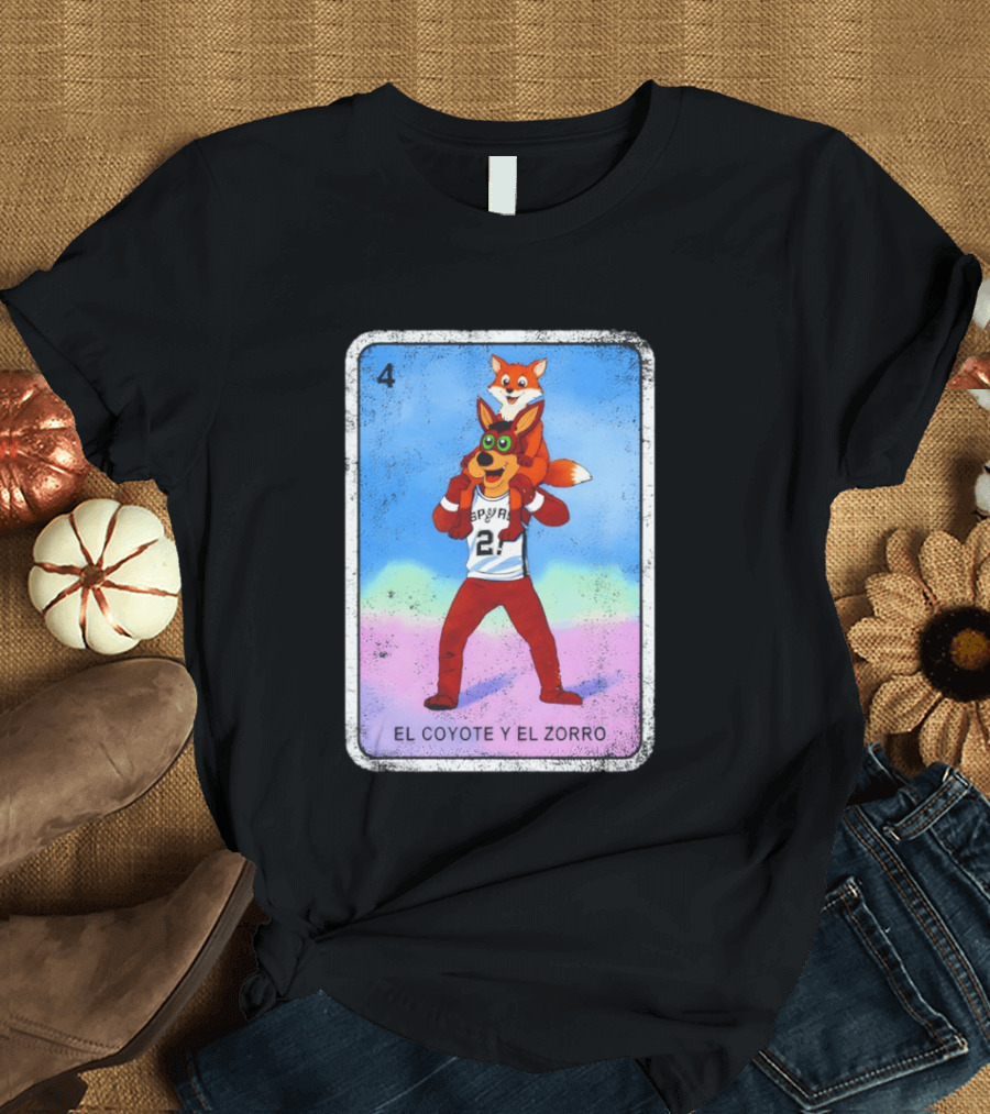 San Antonio Spurs Coyote El Zorro Lotería Card Number 4 T-Shirt