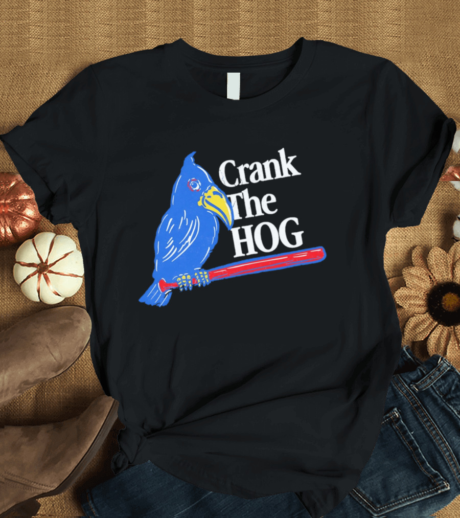 Kansas Jayhawks Crank The Hog Baseball Bird T-Shirt