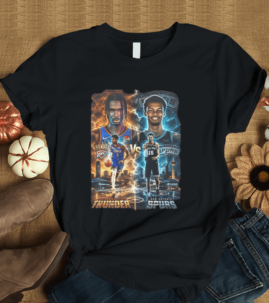 Shai Gilgeous Alexander Oklahoma City Thunder Vs Victor Wembanyama San Antonio Spurs NBA Showdown T-Shirt
