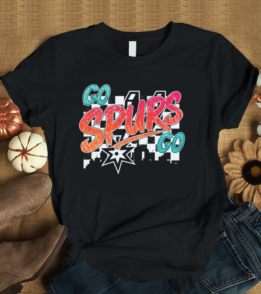 Go Spurs Go San Antonio Spurs Basketball Glitter NBA 2026 Starburst T-Shirt