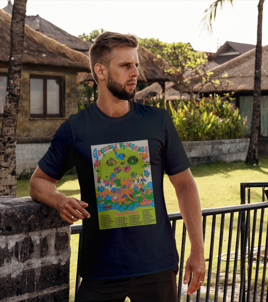 Greensky Bluegrass Summer Tour 2026 Psychedelic Tree Artwork With Tour Dates And Cities T-Shirt