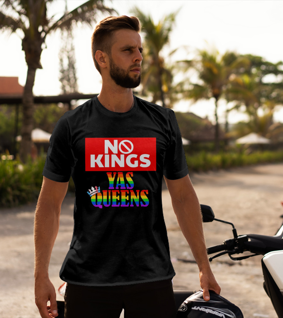 No Kings Yas Queens Rainbow Lettering With Crown T-Shirt