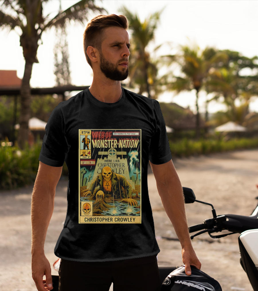 Resurrection Web Of Monster Nation Christopher Crowley Comic Part 4 Skeleton Tombstone T-Shirt