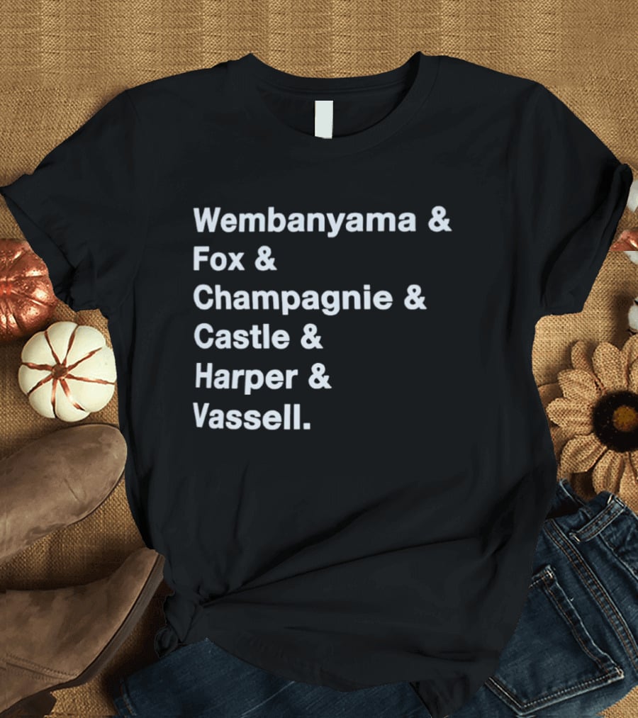 Wembanyama Fox Champagnie Castle Harper Vassell San Antonio Spurs Basketball NBA 2026 T-Shirt