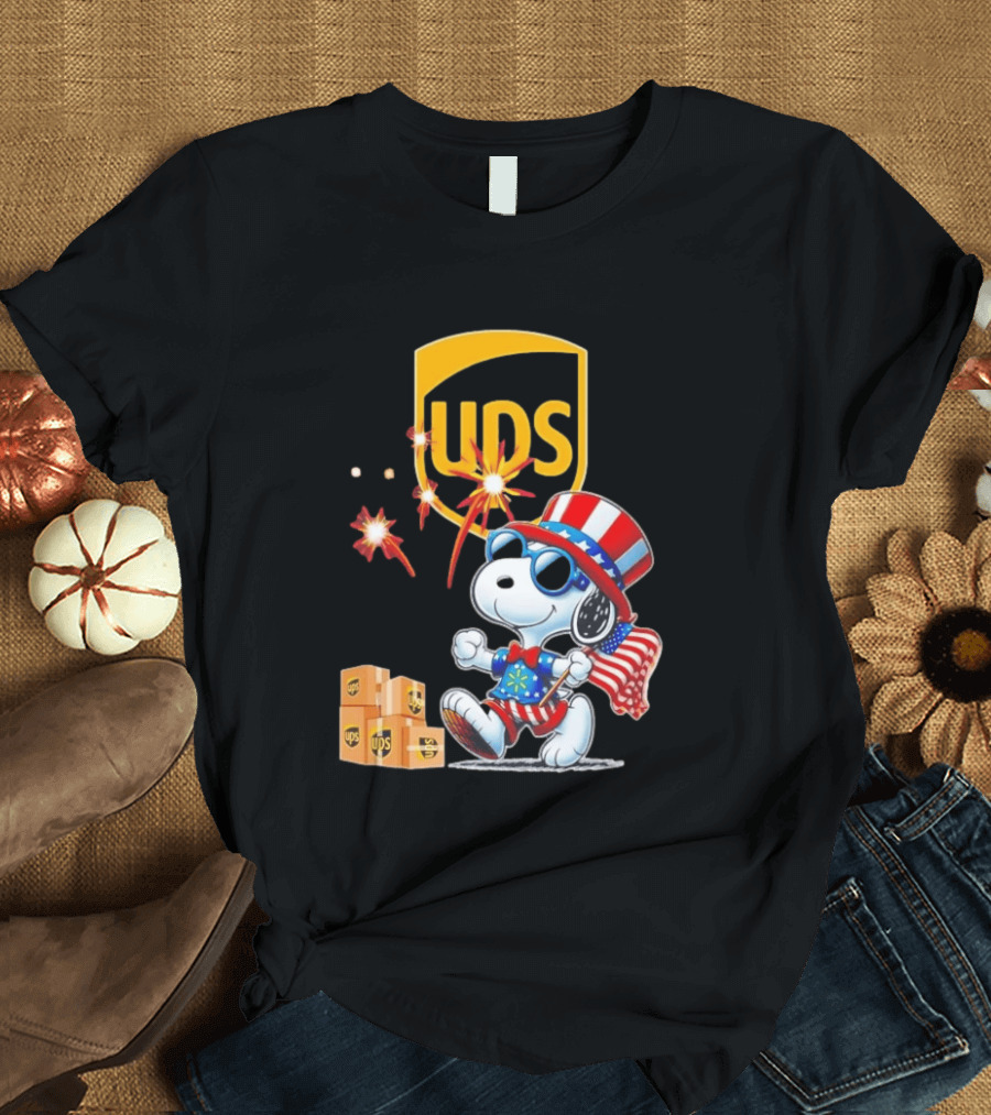 Patriotic Snoopy Independence Day UPS Packages American Flag Celebration T-Shirt