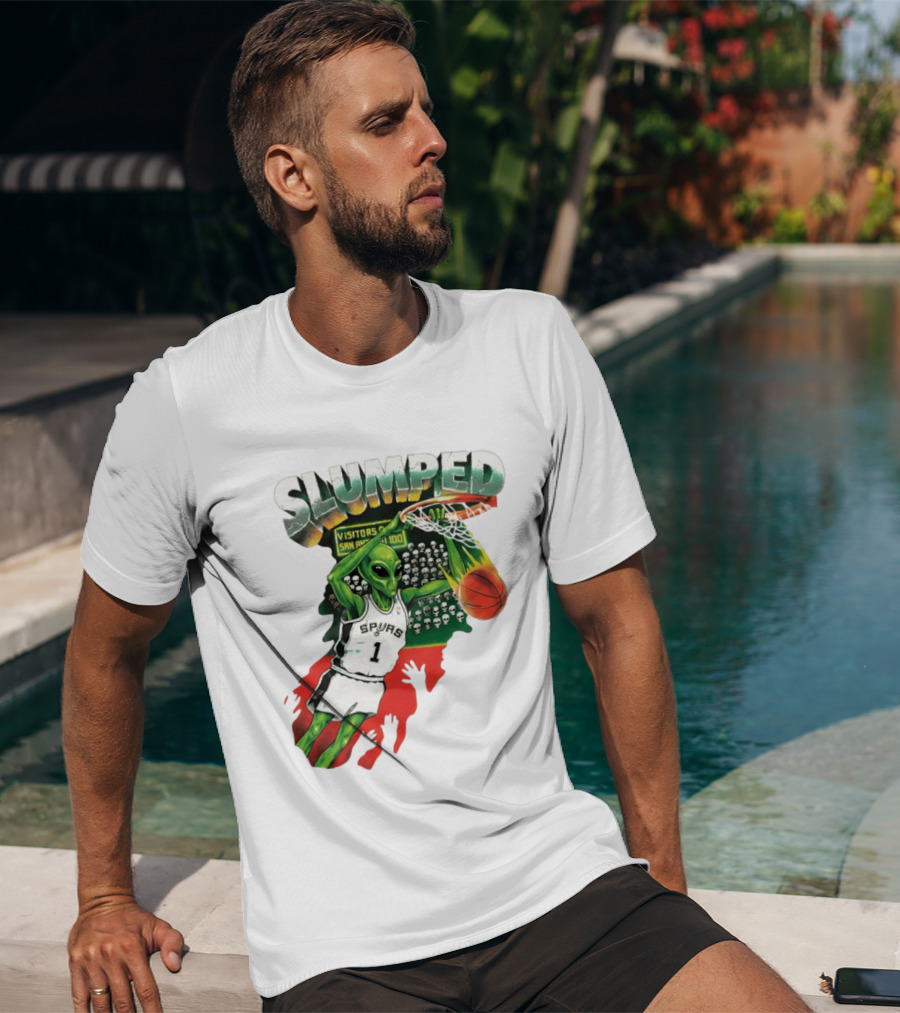 Slumped Alien Basketball Dunk Spurs Number 1 Visitors San Antonio 100 T-Shirt