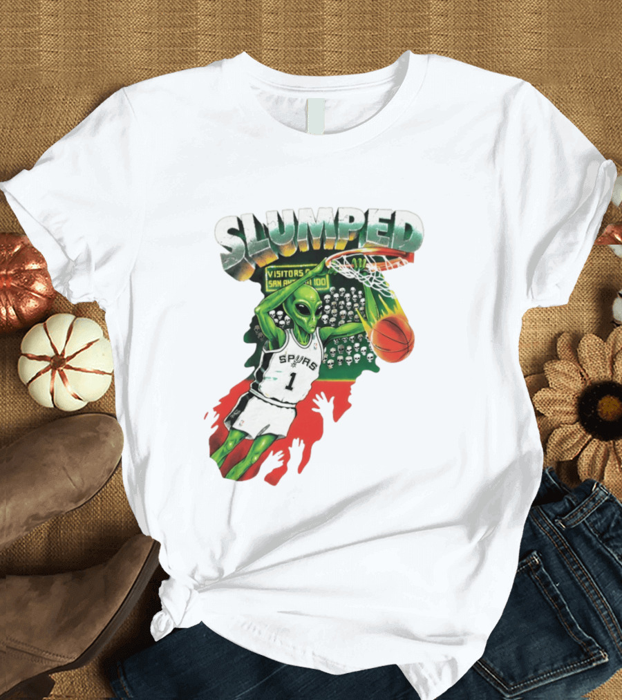 Slumped Alien Basketball Dunk Spurs Number 1 Visitors San Antonio 100 T-Shirt