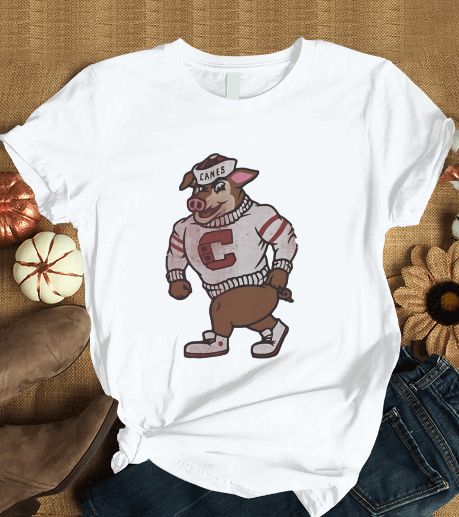 Carolina Hurricanes Canes Pig Hockey Cartoon Character Sweater T-Shirt