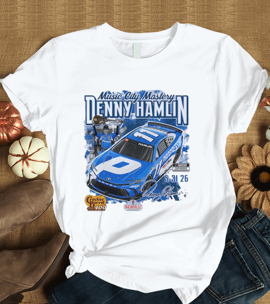 Music City Mastery Denny Hamlin Cracker Barrel 400 Nashville Superspeedway 2026 NASCAR Cup Series T-Shirt