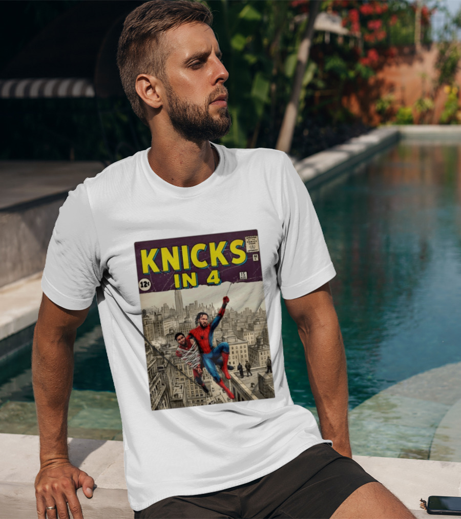 Knicks In 4 Jalen Brunson Vs Donovan Mitchell Comic Crossover New York Cleveland Showdown T-Shirt