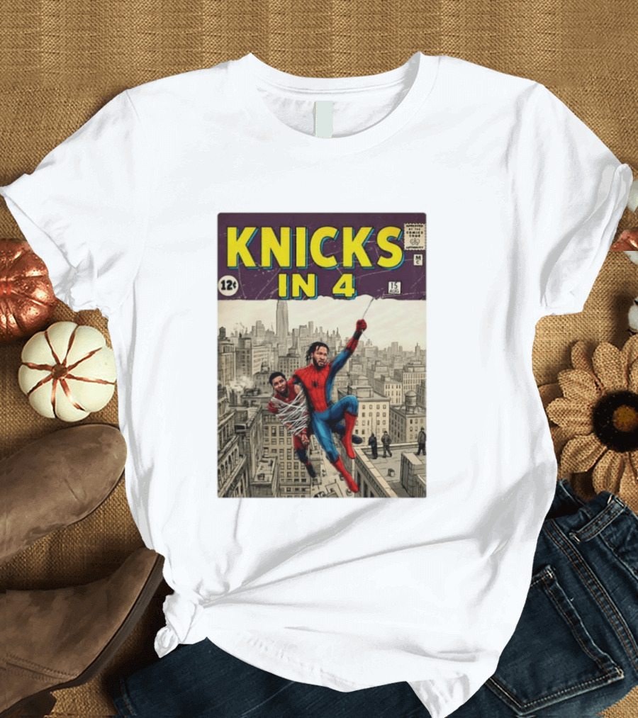 Knicks In 4 Jalen Brunson Vs Donovan Mitchell Comic Crossover New York Cleveland Showdown T-Shirt