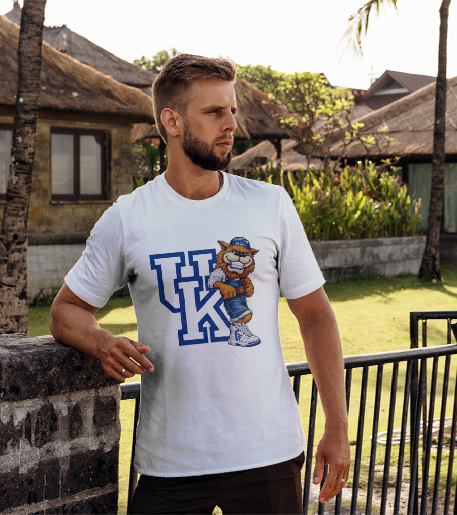 Kentucky Wildcats UK Mascot In Overalls Sneakers Athletics Basketball T-Shirt