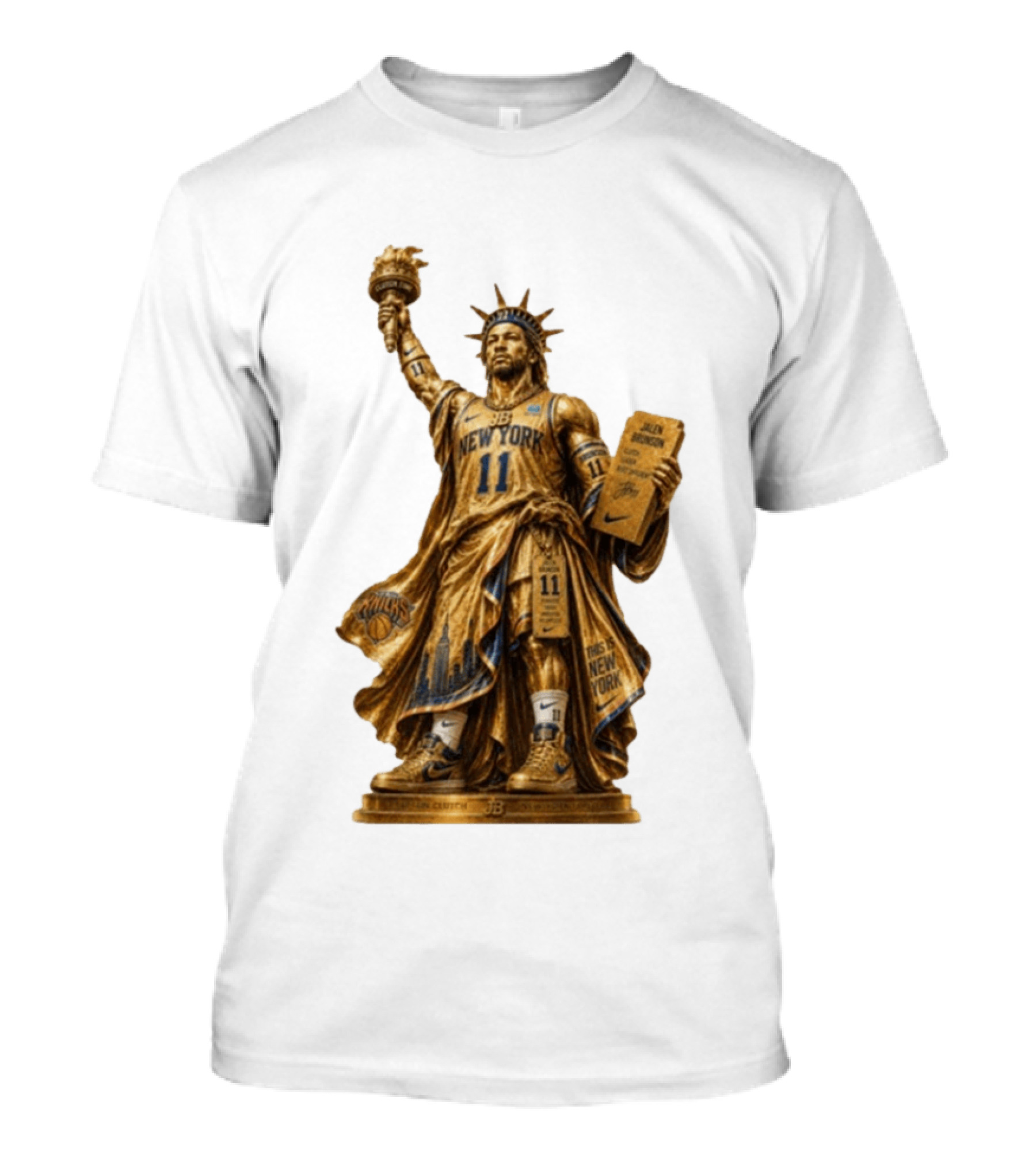 New York Knicks Jalen Brunson Statue Of Liberty Nike 11 Basketball Knicks T-Shirt