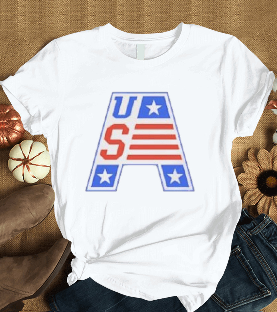 USA Stars Stripes Letter A Patriotic T-Shirt