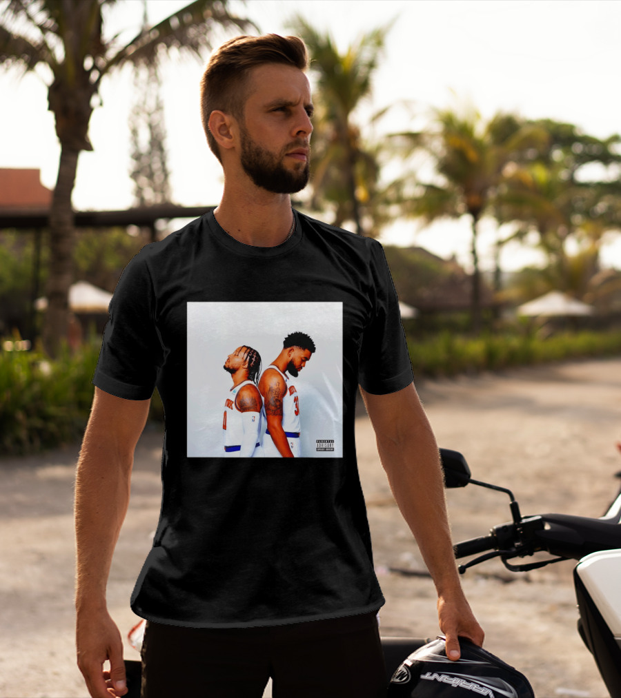 Knicks Basketball Players Brunson Towns Parental Advisory Album Cover T-Shirt