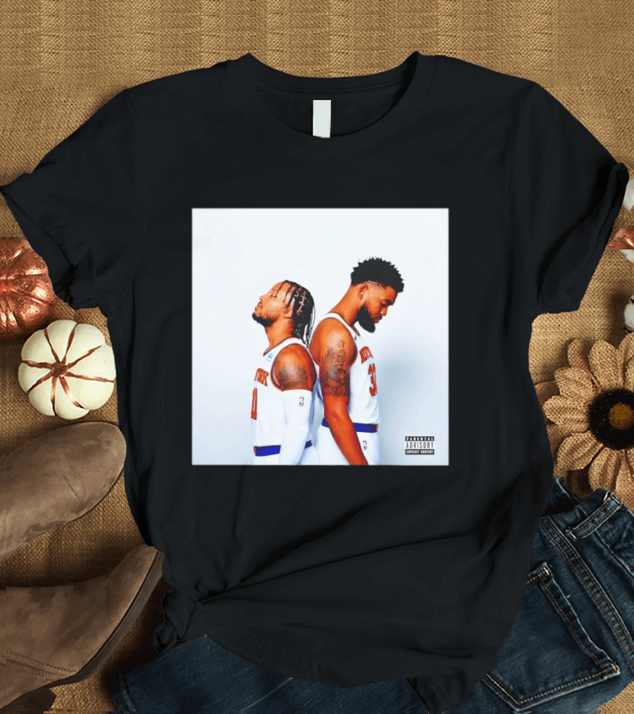 Knicks Basketball Players Brunson Towns Parental Advisory Album Cover T-Shirt