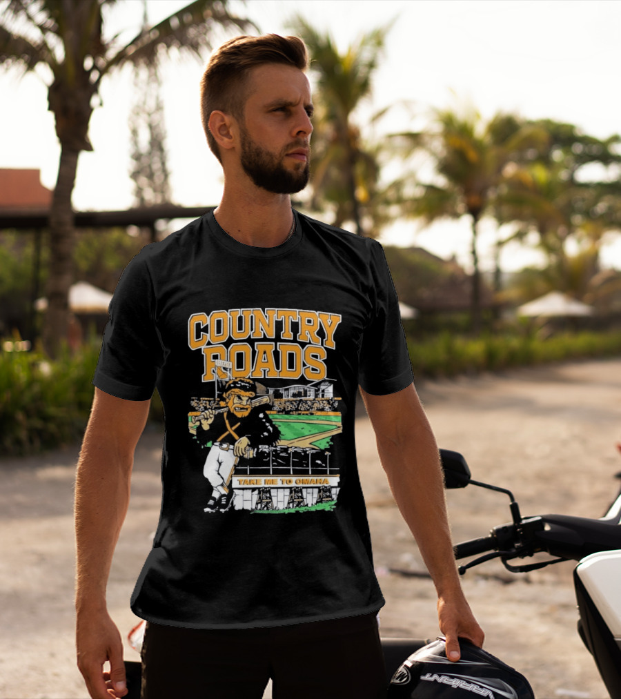 Country Roads Baseball Motif Take Me To Omaha T-Shirt