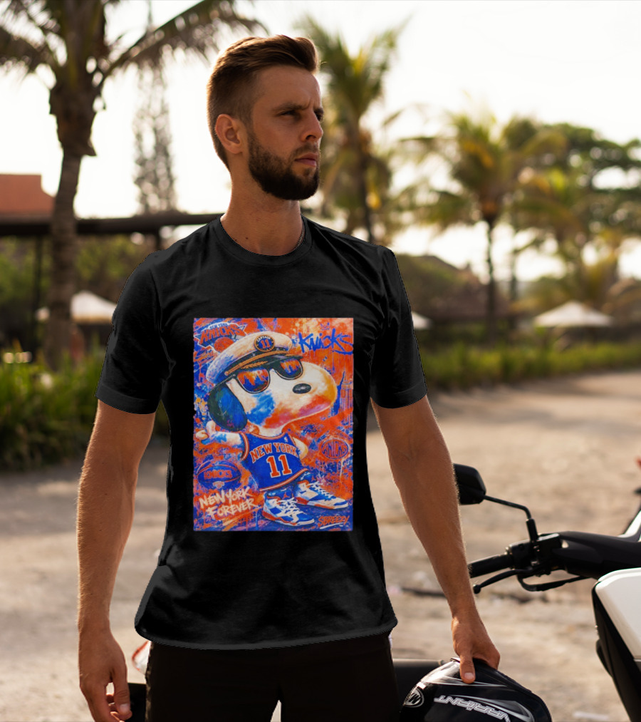 New York Knicks Snoopy Captain 11 New York Forever Streetwear Collection T-Shirt