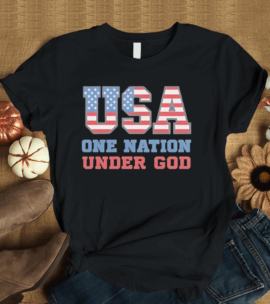 USA One Nation Under God American Flag Patriotic Stars And Stripes T-Shirt