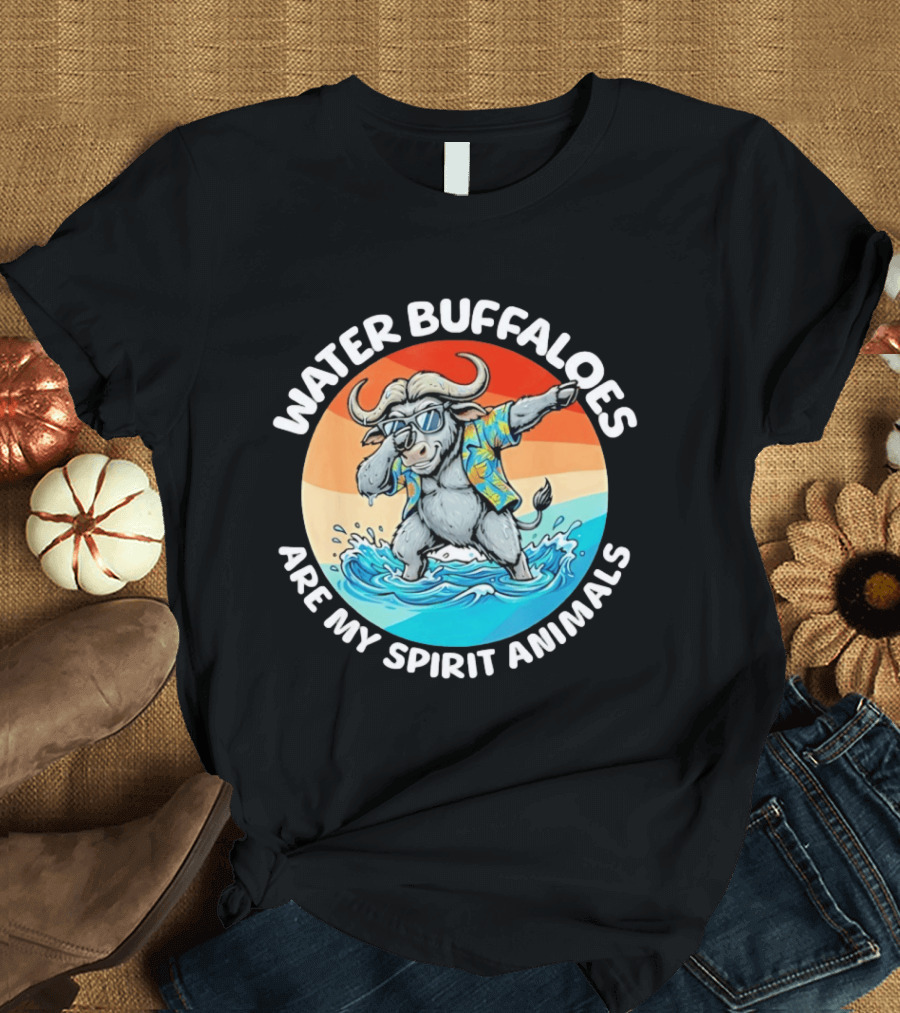 Water Buffaloes Are My Spirit Animals Dabbing Tropical Sunset T-Shirt
